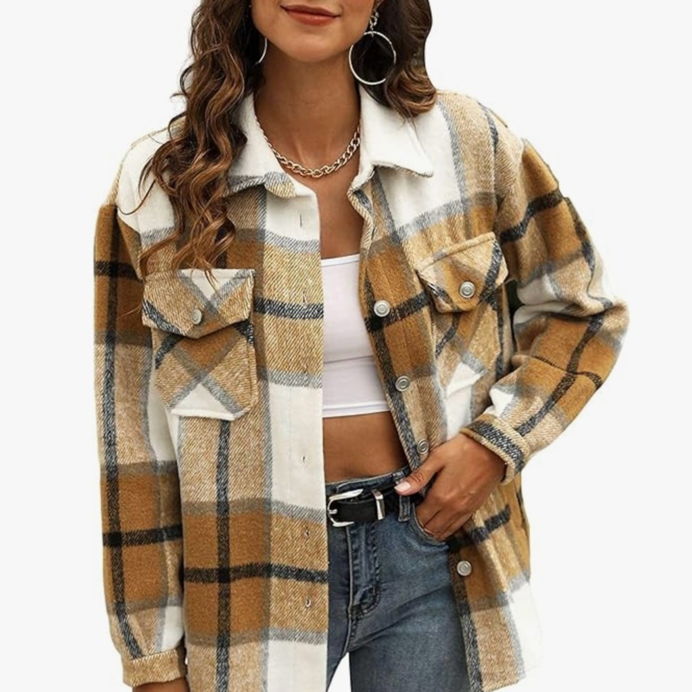 Plaid Button-Up Shirt Jacket